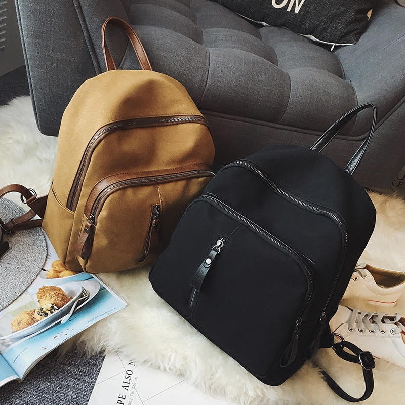 韓版秋新款女包撞色磨砂雙肩包女學院風大容量背包旅行包書包