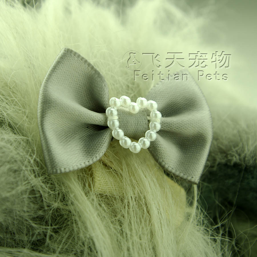 清倉◆ 精致綢緞珍珠蝴蝶結 寵物頭飾 頭花 寵物飾品
