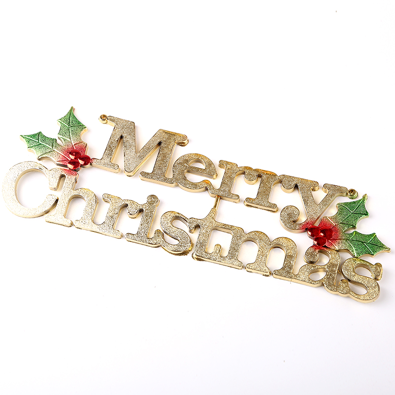 圣誕裝飾品 圣誕樹掛件 20cm30cm金色英文圣誕快樂字母牌