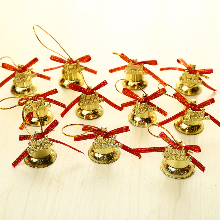 圣誕節裝飾品  圣誕樹金色小鈴鐺掛件 2.5cm3cm金色小號鈴鐺串