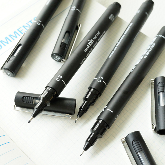 三菱PIN-200繪畫針管筆漫畫設計草圖勾線筆 描圖繪圖筆 多規格 黑