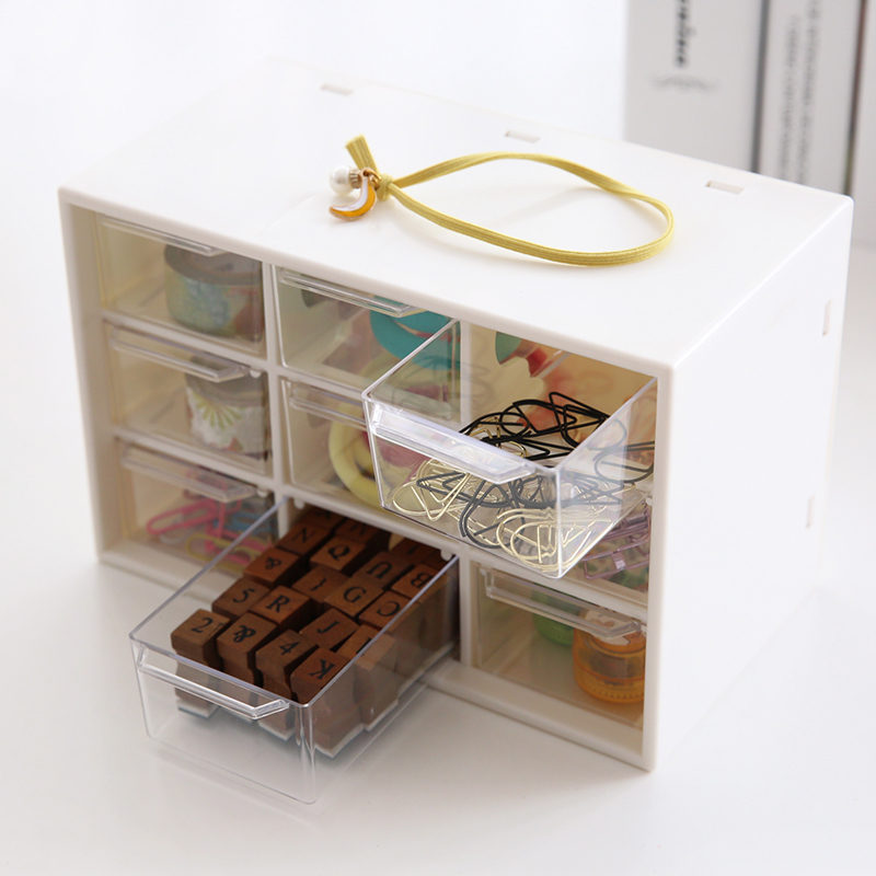 云木雜貨 簡約9格迷你型桌面抽屜式收納盒儲物透明首飾盒小物整理