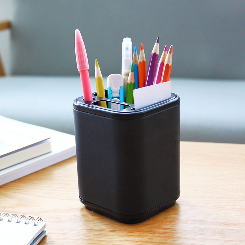 云木雜貨 創意時尚商務簡約筆筒桌面皮質筆桶收納盒工具辦公用品