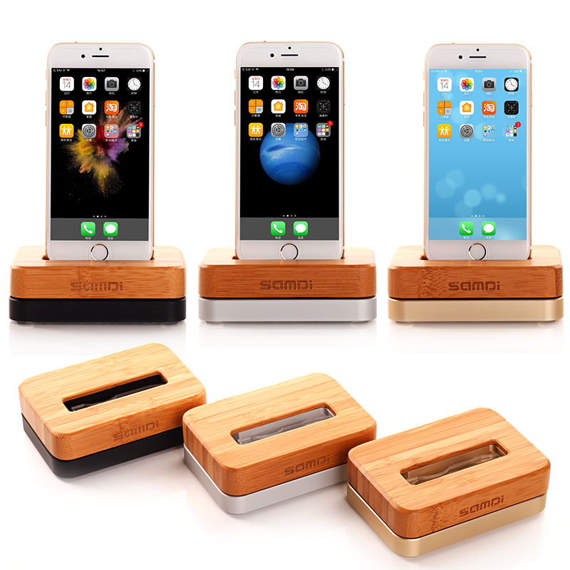 手機懶人支架桌面通用蘋果6s iphone7專用充電底座簡易迷你創意木