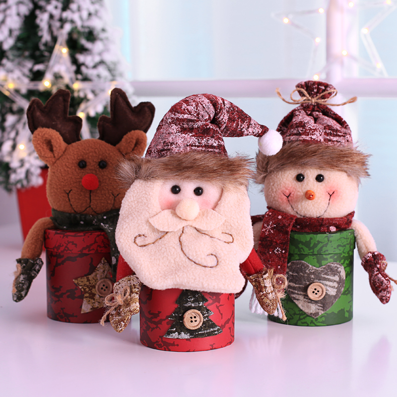 創意圣誕節裝飾仿皮糖果罐 圣誕節蘋果盒糖果盒兒童禮物盒裝飾品
