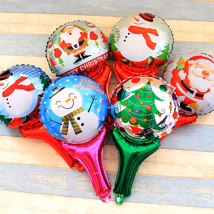 圣誕節鋁膜手持棒氣球打擊棒 加油棒卡通助威棒兒童圣誕禮物玩具