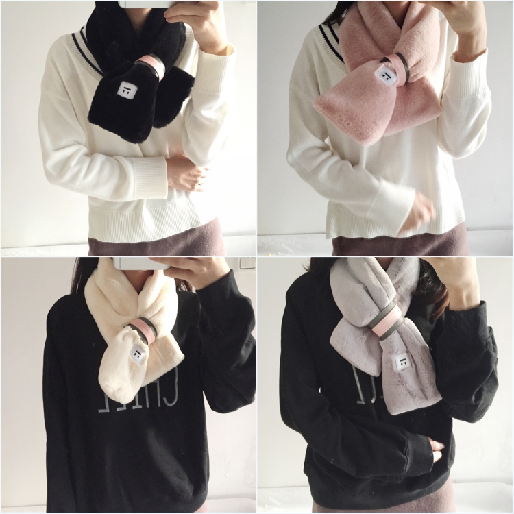 冬季時尚百搭韓國chic風保暖舒適純色長條毛絨圍巾學生圍脖女