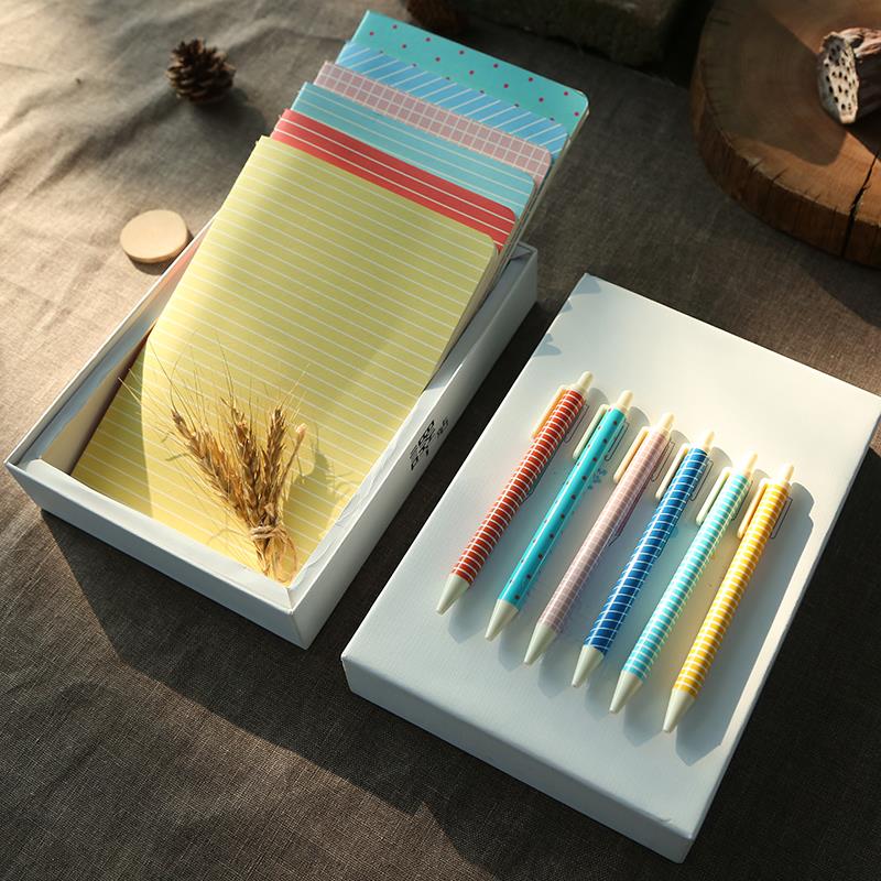 QZ定制6色本子6支筆套裝簡約A5本子創意文具筆記本