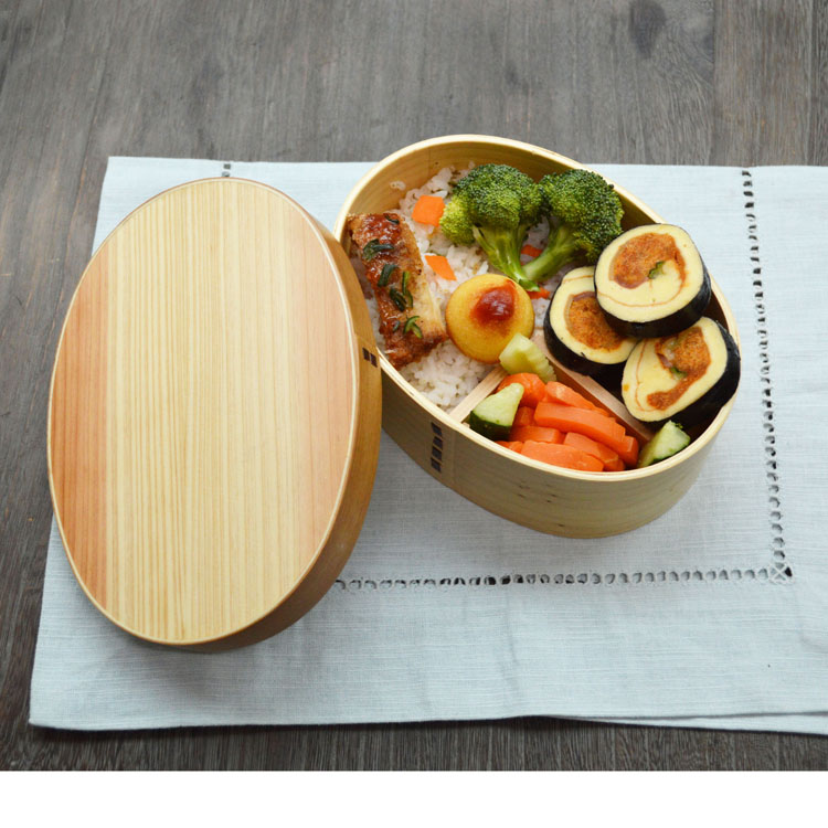 天然鐵杉原木日韓式學生兒童成人便攜式單層飯盒便當盒食盒
