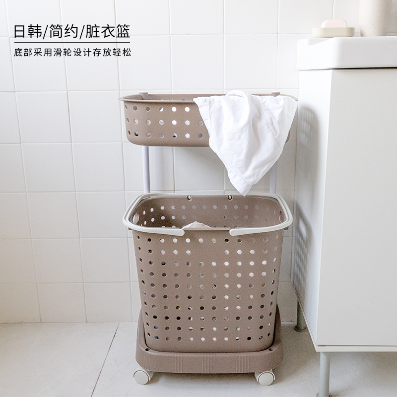 創意日韓臟衣籃塑料浴室置物收納籃組合式帶輪洗衣籃
